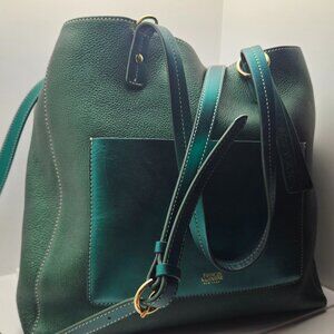 Frances Valentine Bottle Green Pebbled Leather Super Soft  Large Tote